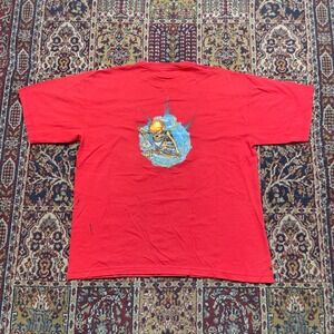 VTG 90s JNCO Jeans Tribal Skeleton T Shirt Red XL USA Grunge Skate Black Paint